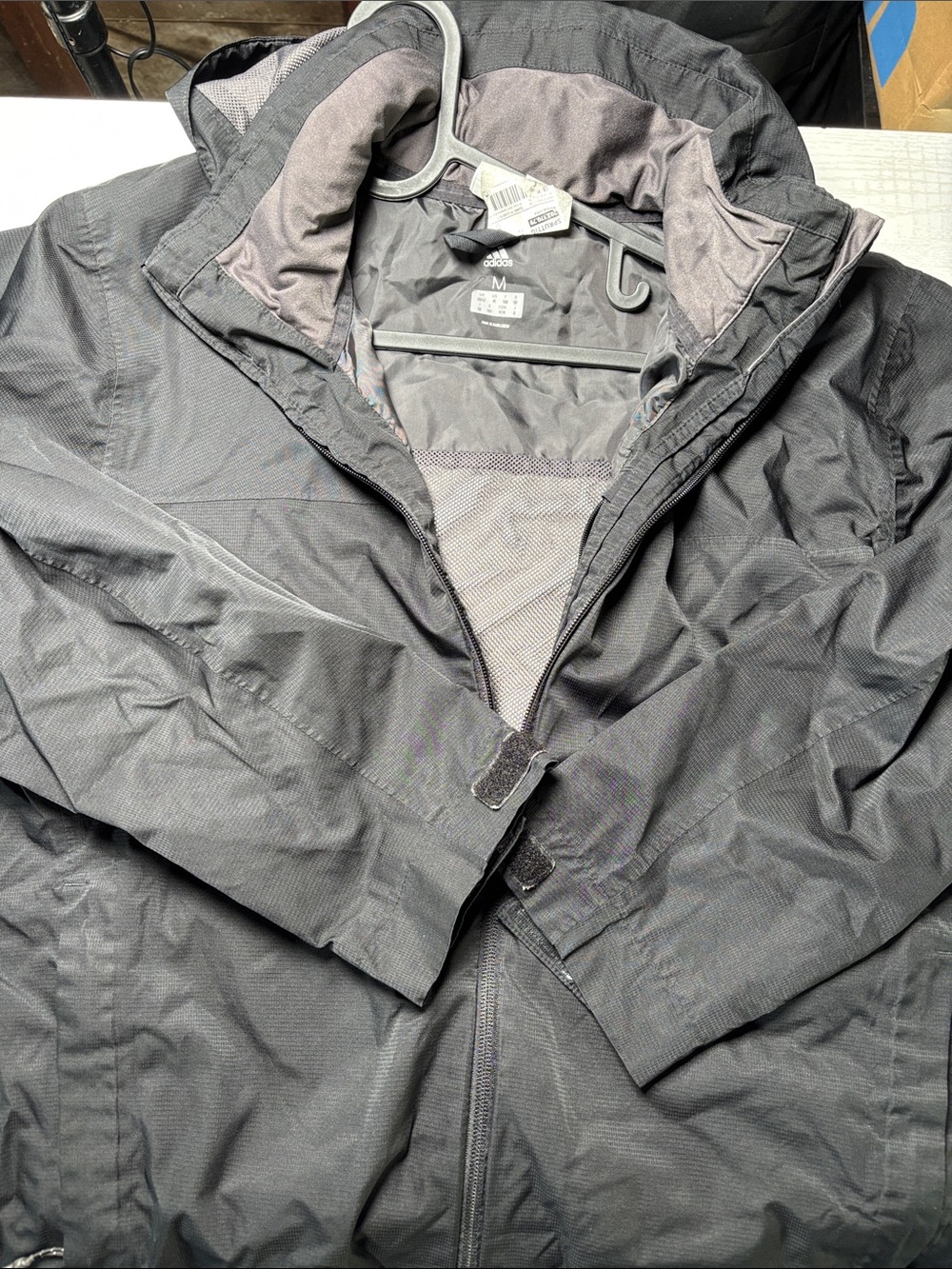 adidas Men’s Black Hooded Raincoat Jacket